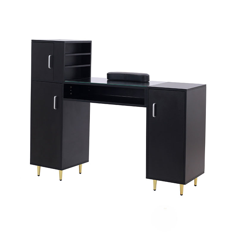 HZ2024BK / HZ2024W Mesa de manicura con tapa de cristal y escritorio técnico para uñas