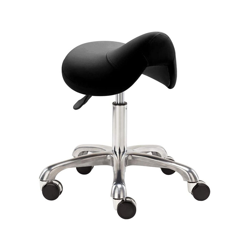 Silla rodante con taburete de silla de montar negra HZ6007