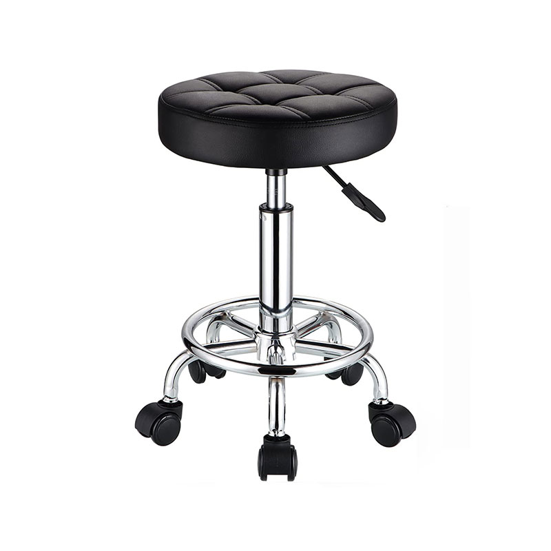 Silla de taburete de salón giratoria enrollable negra HZ6002C