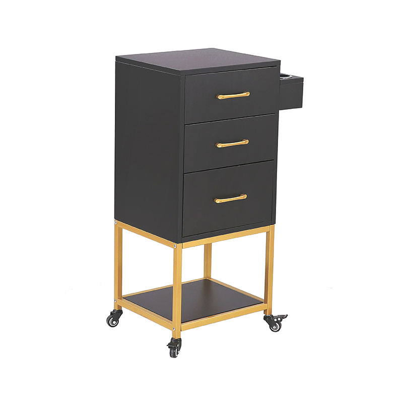 Carrito de almacenamiento de salón HZ2032 negro y dorado