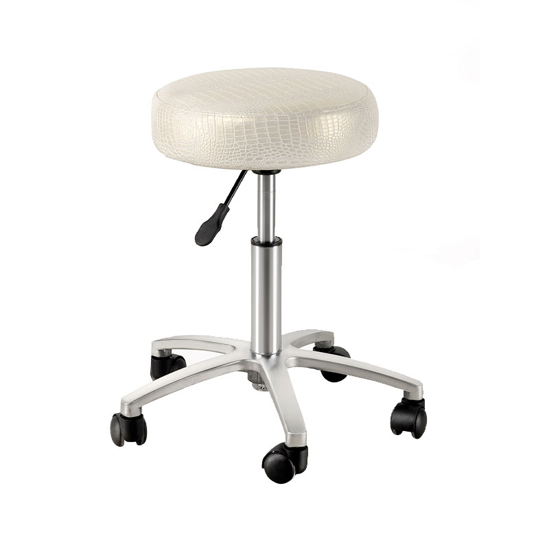 Taburete de salón de uñas con asiento de cuero gris HZ6002