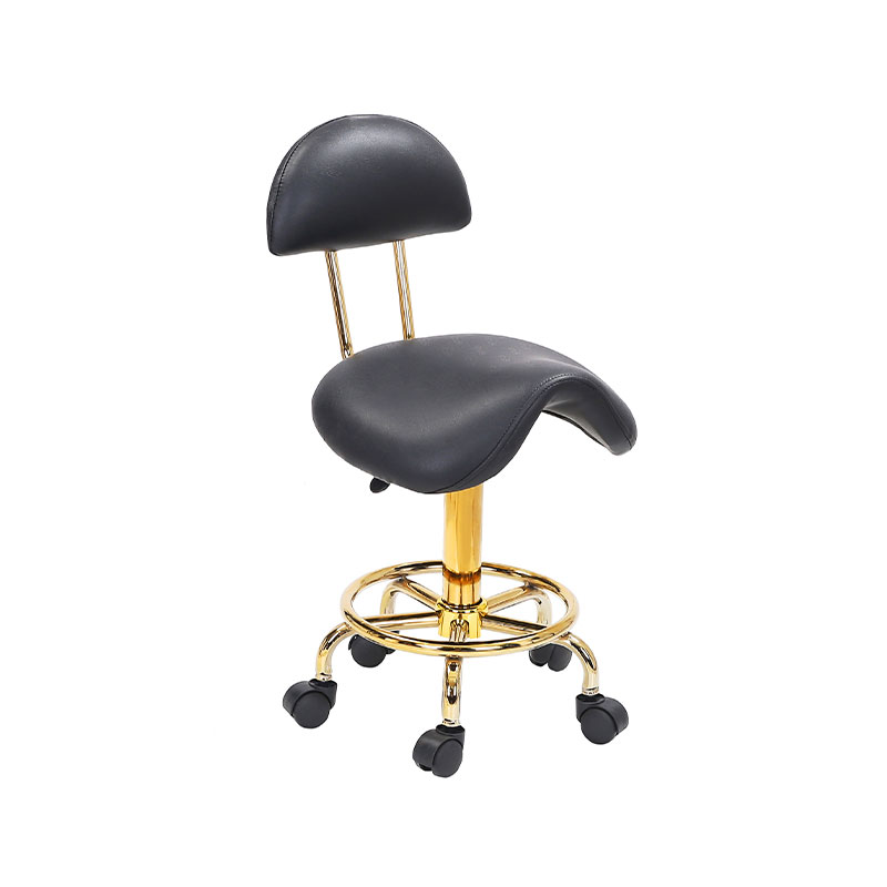 Silla rodante con taburete de silla de montar negra y dorada HZ6001D / HZ6001DH / HZ6001DW / HZ6001DZ