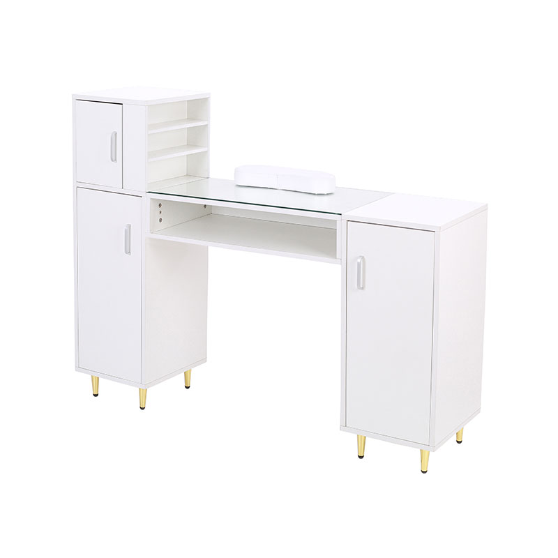 HZ2024BK / HZ2024W Mesa de manicura con tapa de cristal y escritorio técnico para uñas