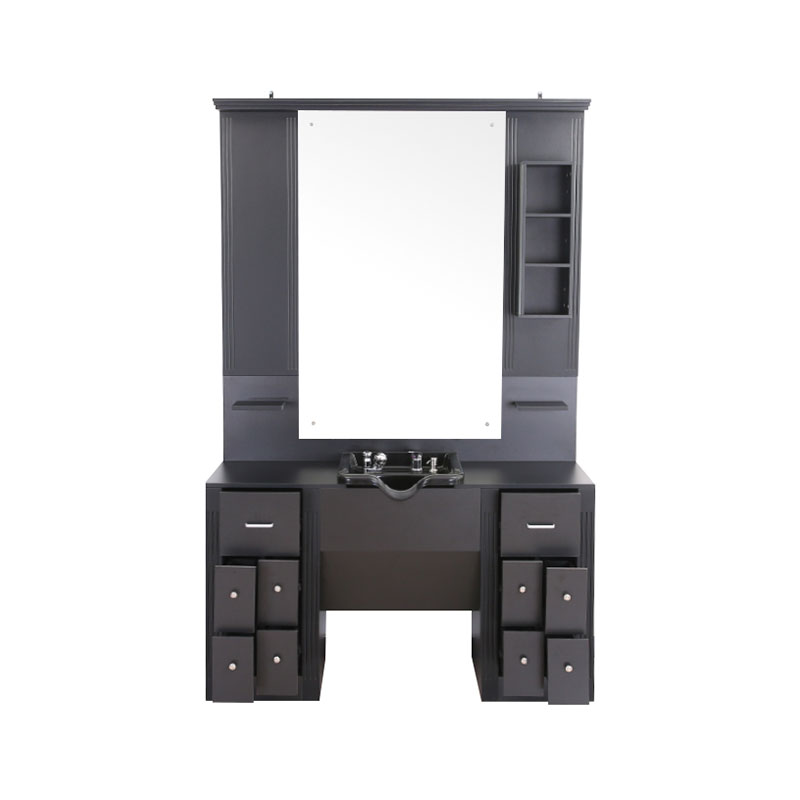 HZ2039 Mueble de maquillaje grande negro con gabinetes ligeros