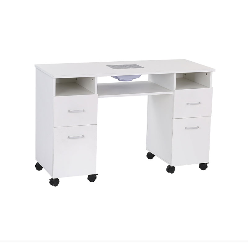 HZ2075 Mesa de manicura móvil, escritorio de uñas con ruedas, cajones para salón de belleza y estación de trabajo