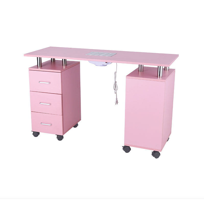HZ2041 Mesa de manicura rosa para escritorio de uñas para técnicos de uñas