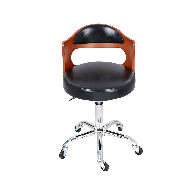 HZ8828 Asiento negro con taburete de salón giratorio con respaldo enrollado