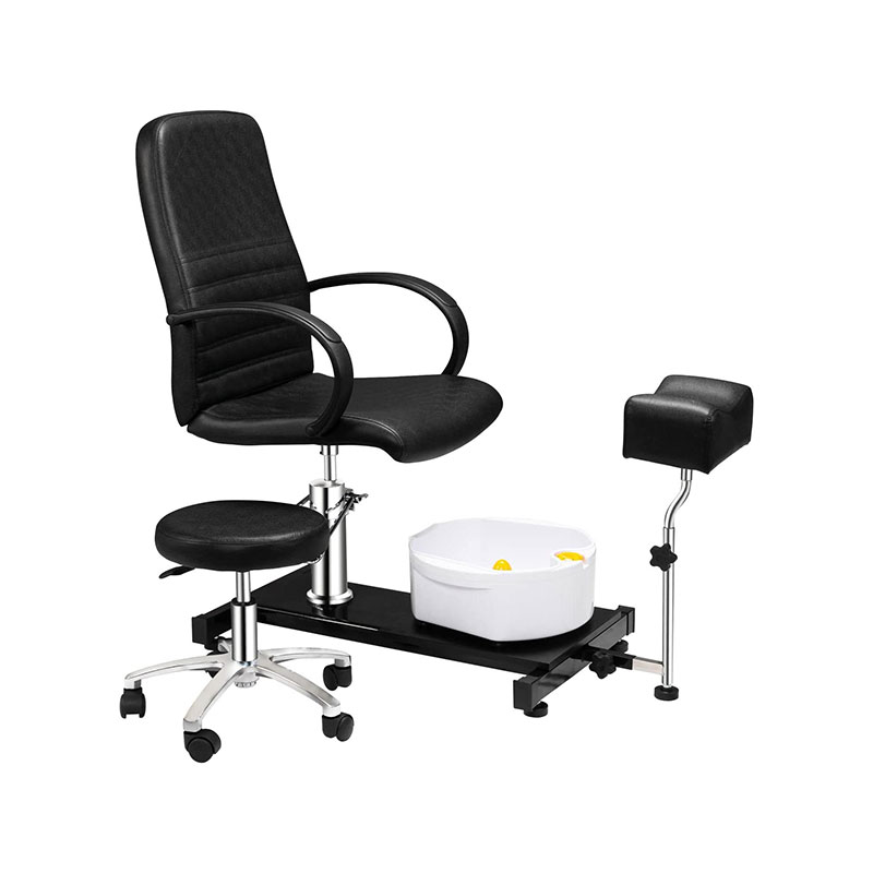 Silla de pedicura reclinable con taburete HZ1003DBK / HZ1003DWH