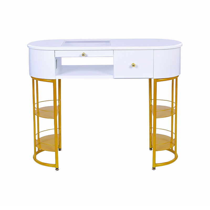 HZ2056 Mesa de uñas blanca y dorada