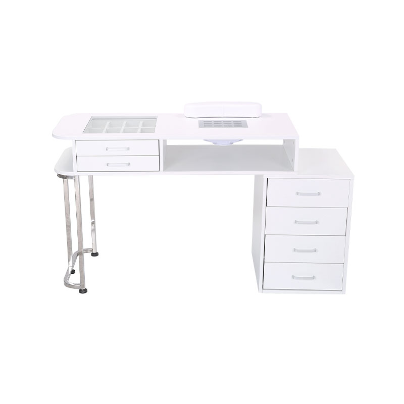 Mesa de manicura profesional HZ2039W para tecnología de uñas con tapa de cristal