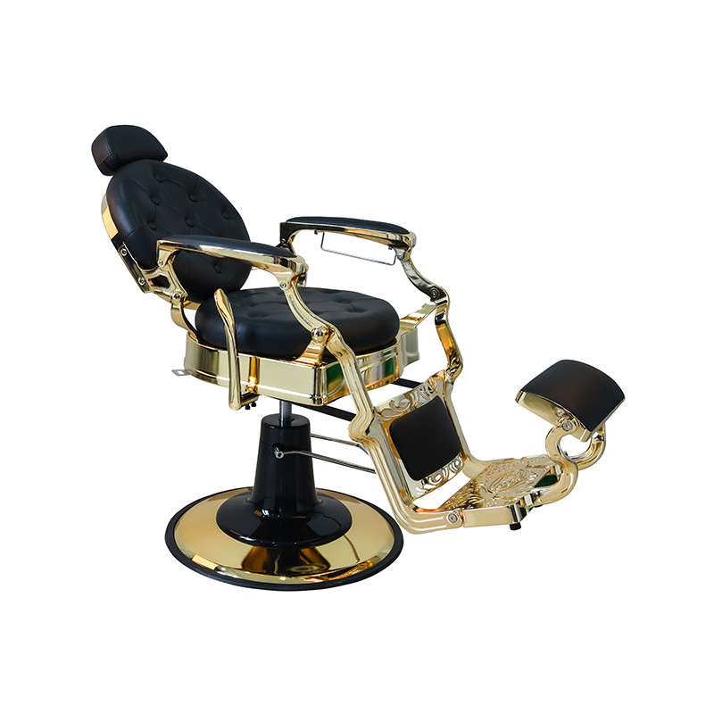 HZ8799AGD Silla de barbero vintage bañada en oro negro