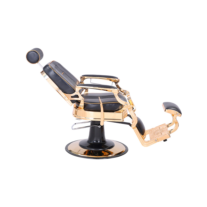 Silla de barbero con respaldo cuadrado resistente vintage bañada en oro HZ8760C
