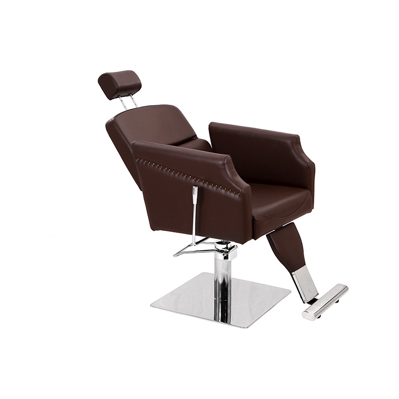HZ87111C Sillón reclinable clásico marrón de cuero para barbero Silla de salón antigua