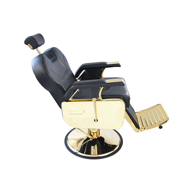 HZ8700GD Silla de barbero clásica negra chásica con marco chapado en oro