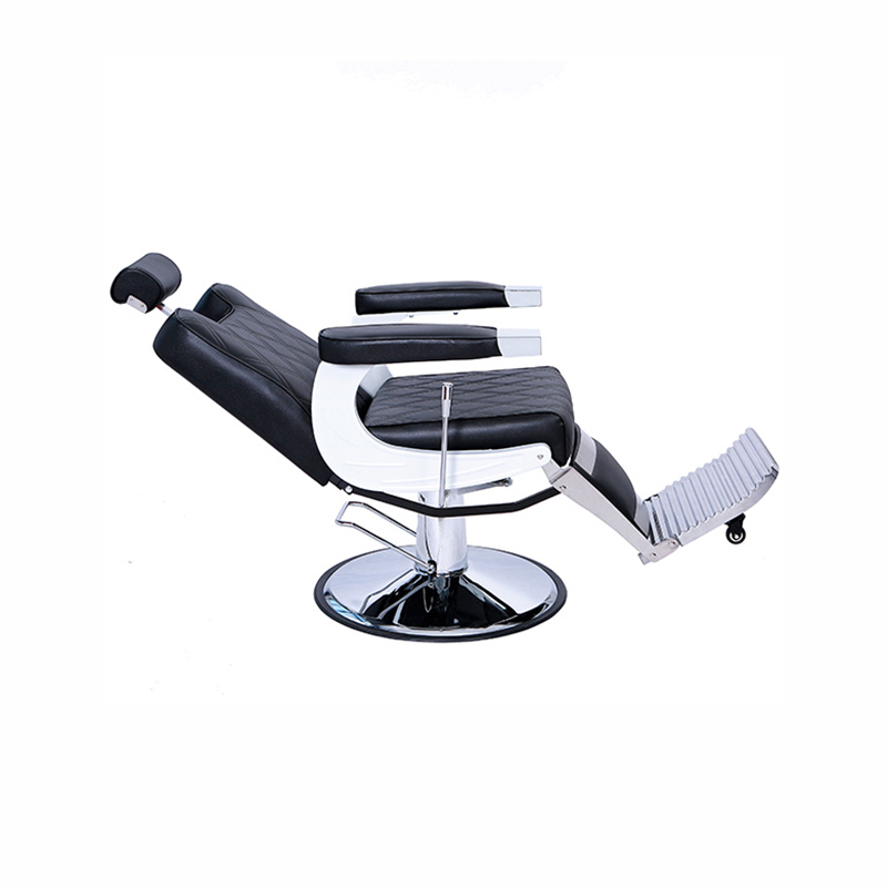 Silla de barbero vintage de metal resistente HZ8752D negra con puntadas negras