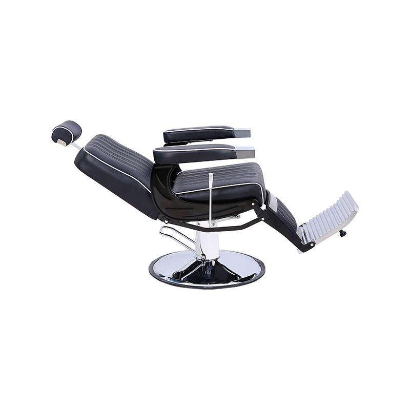 HZ8752SX Silla de peinado con rayas verticales y tiras de borde enrolladas en blanco y negro