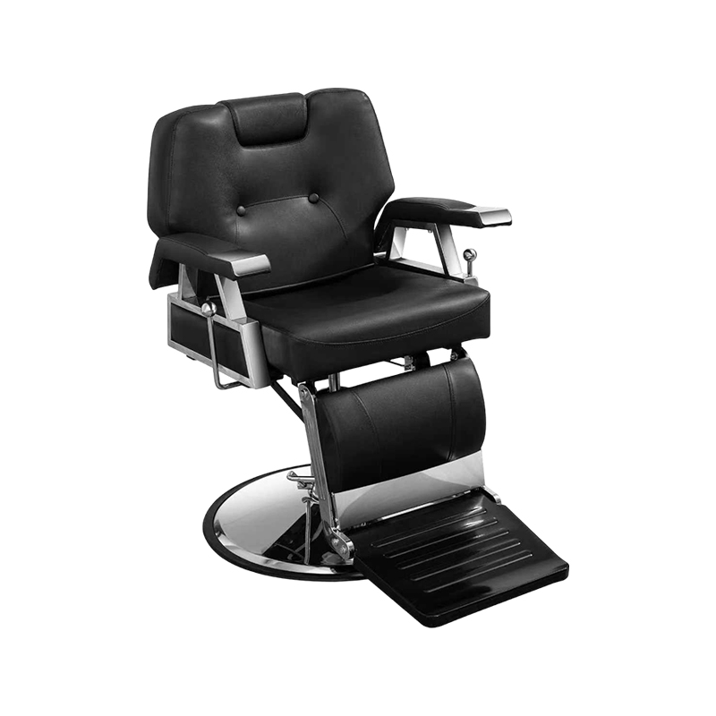 HZ8706 Sillón de barbero clásico negro con respaldo cuadrado