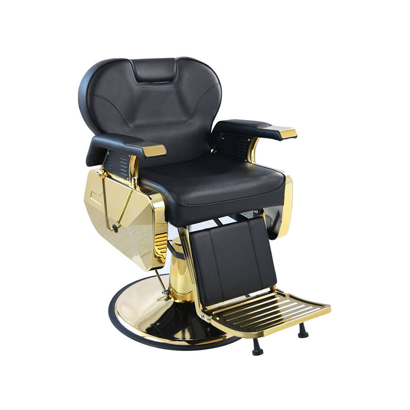 HZ8700GD Silla de barbero clásica negra chásica con marco chapado en oro