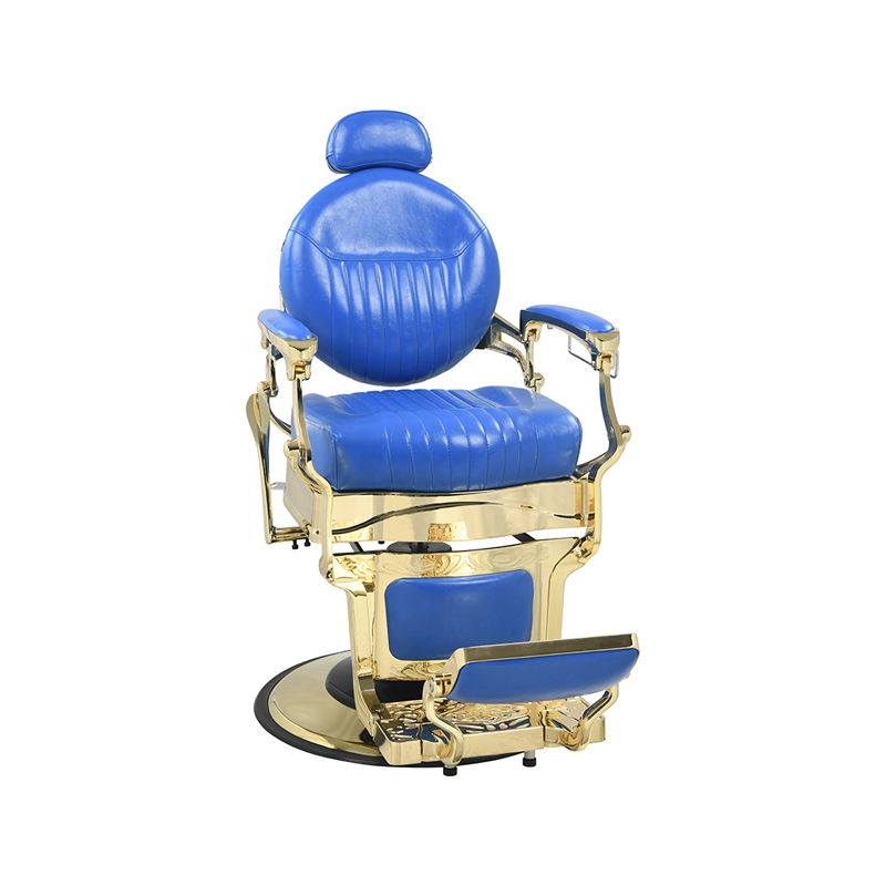 Silla de barbero azul y dorada resistente HZ8799C