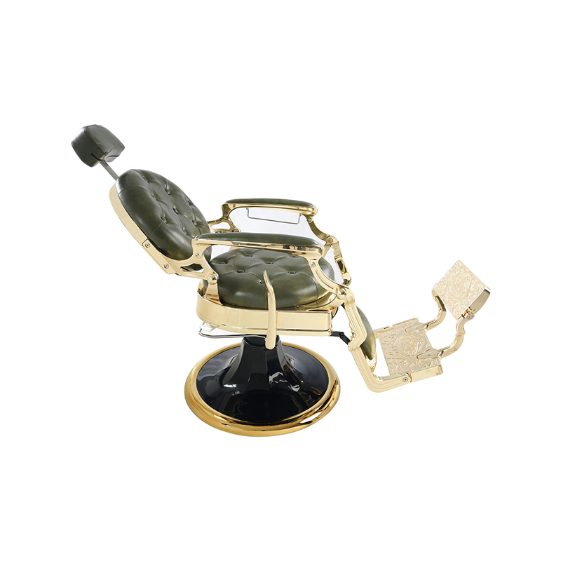 HZ8799 Silla de barbero vintage verde y dorado