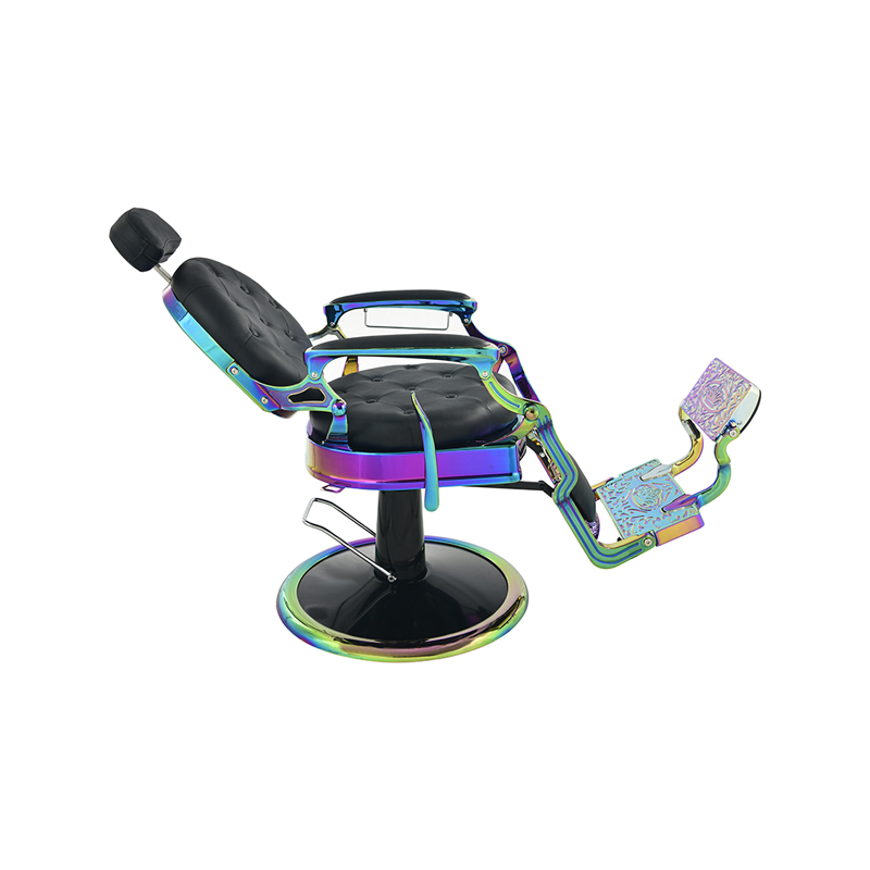 HZ8799 Silla de peluquero negra iridiscente: resistente, 200 kg, elevación de 13 cm