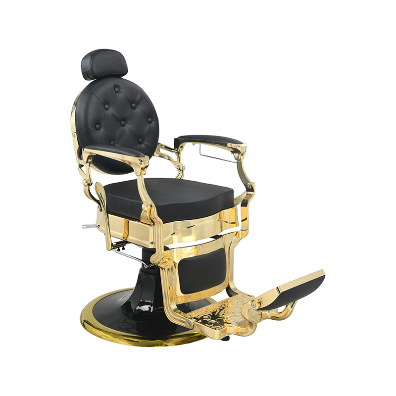 HZ8799 Silla de peluquero vintage negra y dorada