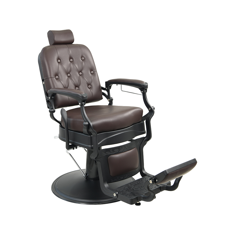 HZ8760 Sillón de barbero vintage de lino marrón oscuro