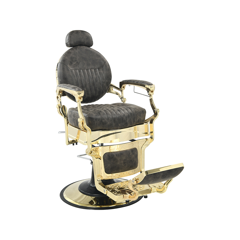 HZ8799C Sillón de barbero dorado/marrón