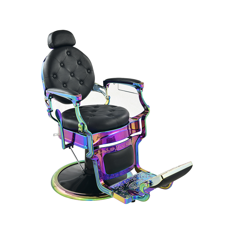 HZ8799 Silla de peluquero negra iridiscente: resistente, 200 kg, elevación de 13 cm