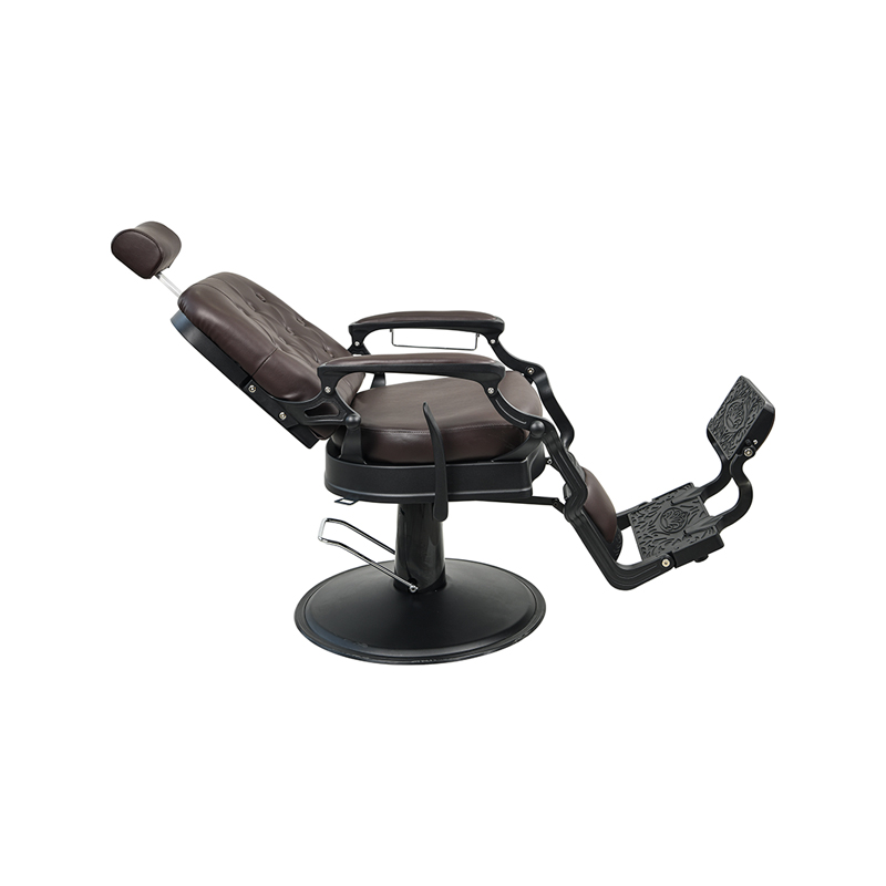 HZ8760 Sillón de barbero vintage de lino marrón oscuro