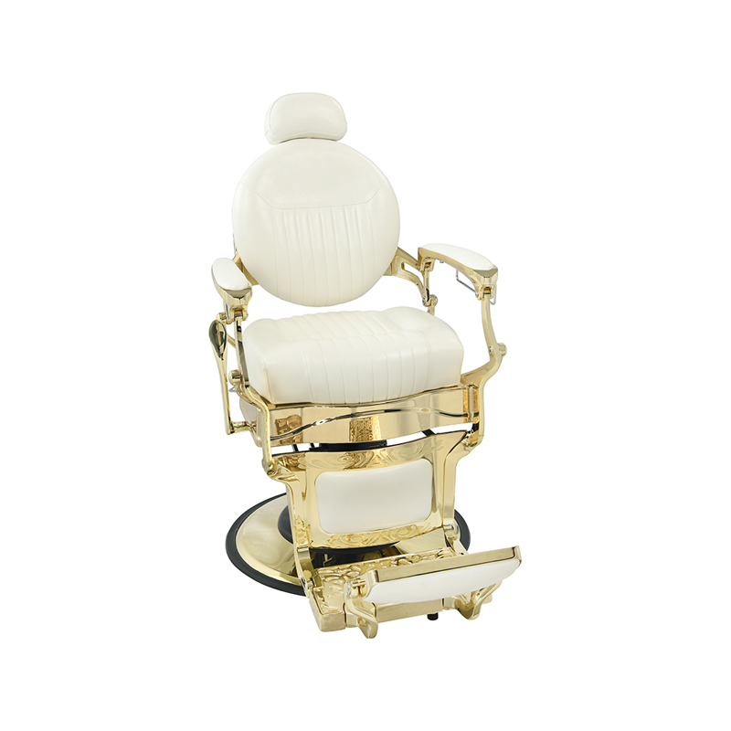 HZ8799C Sillón de barbero blanco/dorado