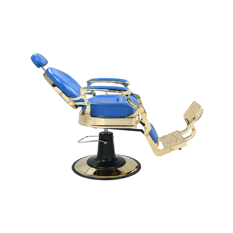 Silla de barbero azul y dorada resistente HZ8799C