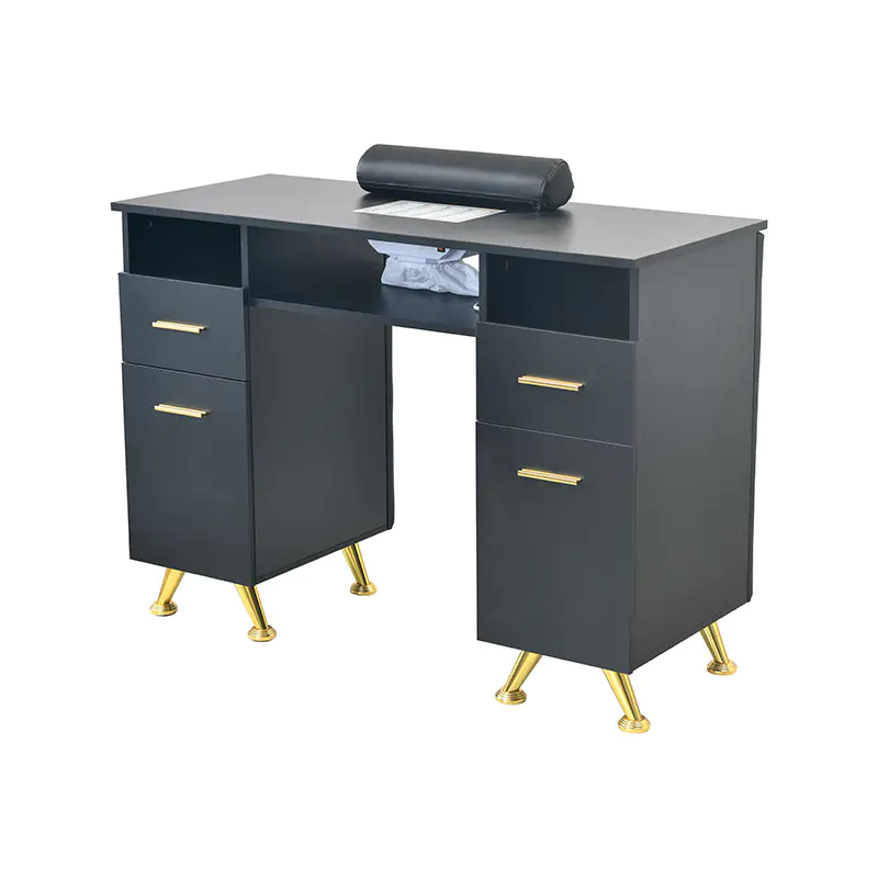 HZ2051B Escritorio para polvo de uñas de doble cara, negro/blanco