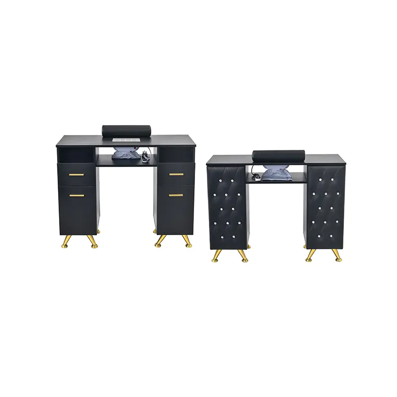 HZ2051B Escritorio para polvo de uñas de doble cara, negro/blanco