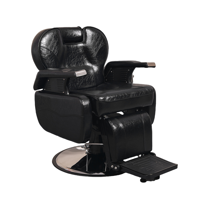 HZ8702D Silla de barbero clásica negra, silla de estilista de peluquería reclinable