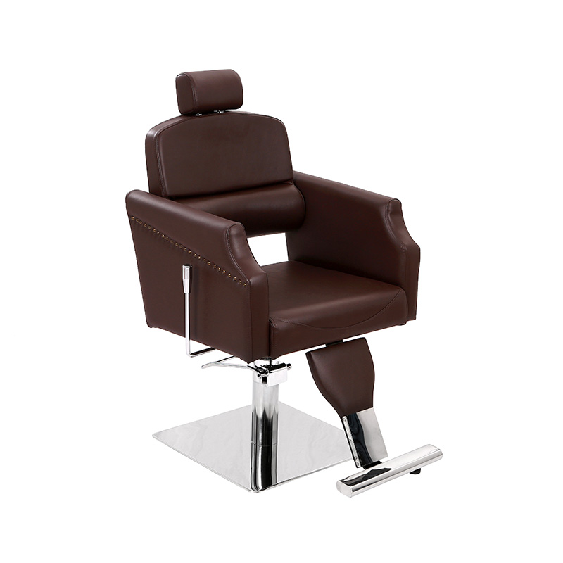 HZ87111C Sillón reclinable clásico marrón de cuero para barbero Silla de salón antigua