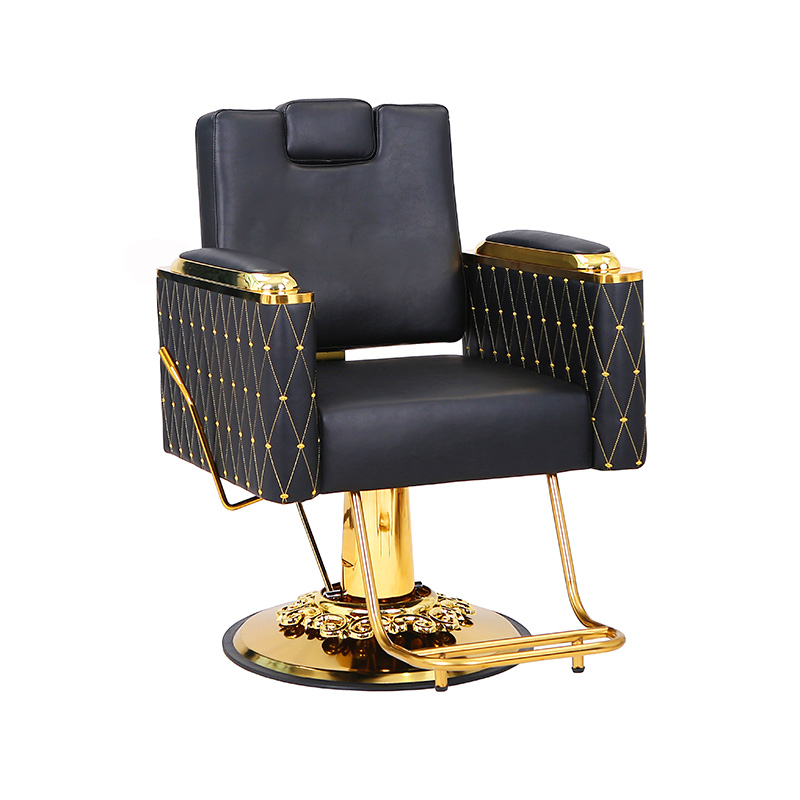 HZ88203 Lujosa silla de salón con altura ajustable y equipo de peinado en negro y dorado