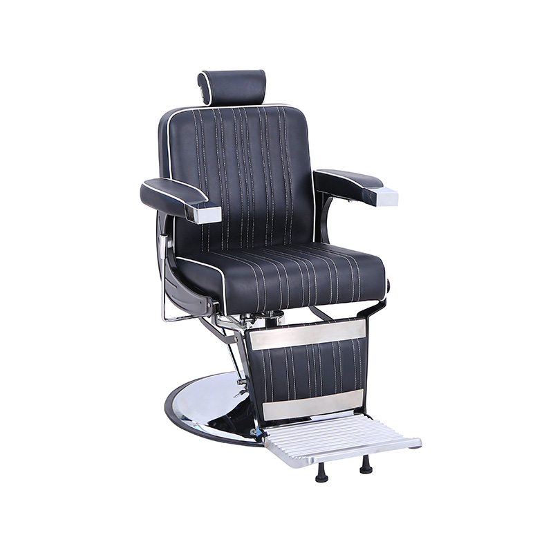 HZ8752SX Silla de peinado con rayas verticales y tiras de borde enrolladas en blanco y negro