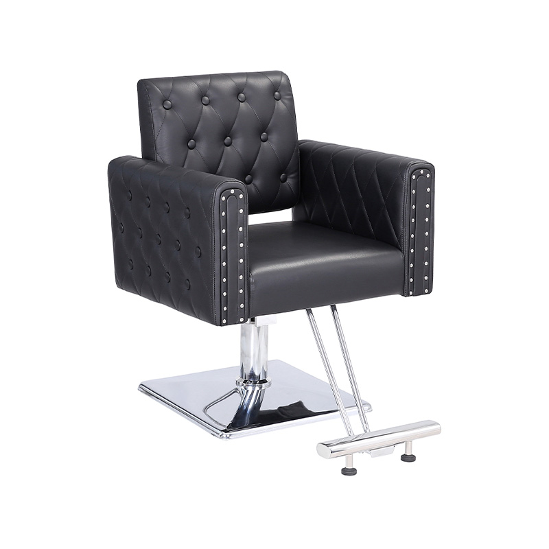 Silla de salón con remaches negros HZ88163Z para peluquero, silla de peinado