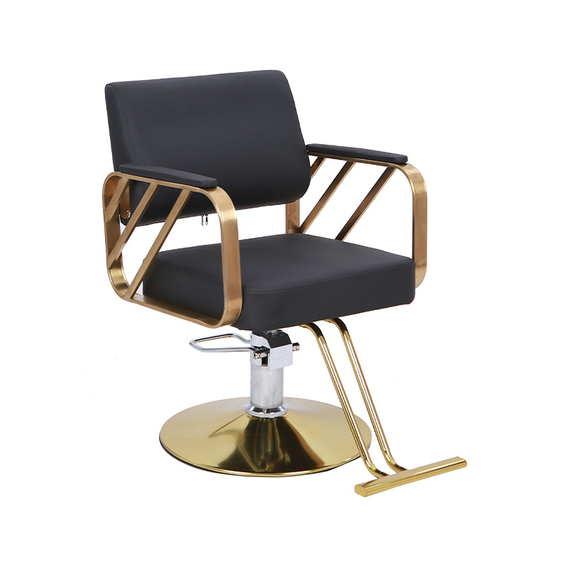 HZ8872 Silla de salón negra y dorada Silla de estilista profesional