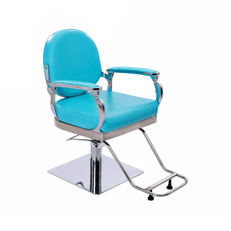 HZ88121 Silla especial para salón de pelo azul lago con estructura plateada