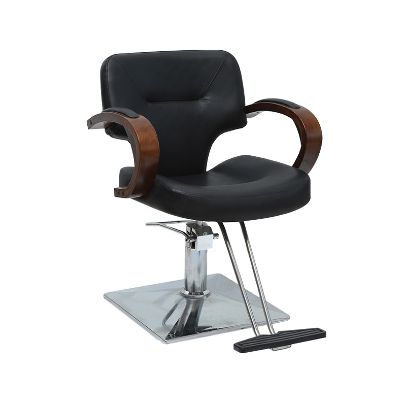 HZ8889 Sillas de peluquería negras con pasamanos de madera