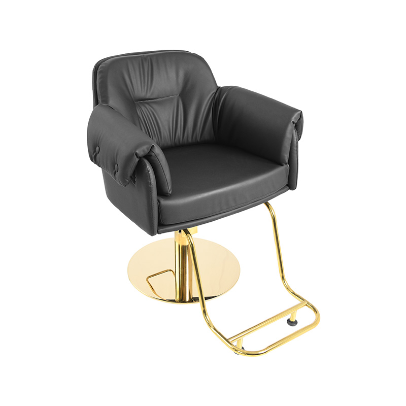 HZ8802 Silla de salón con reposabrazos con cojín engrosado en color negro y dorado