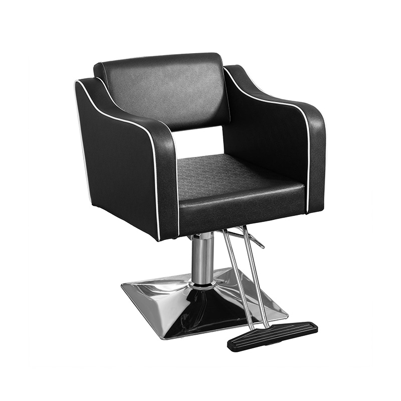 HZ88114 Silla reclinable de cuero negro con líneas blancas