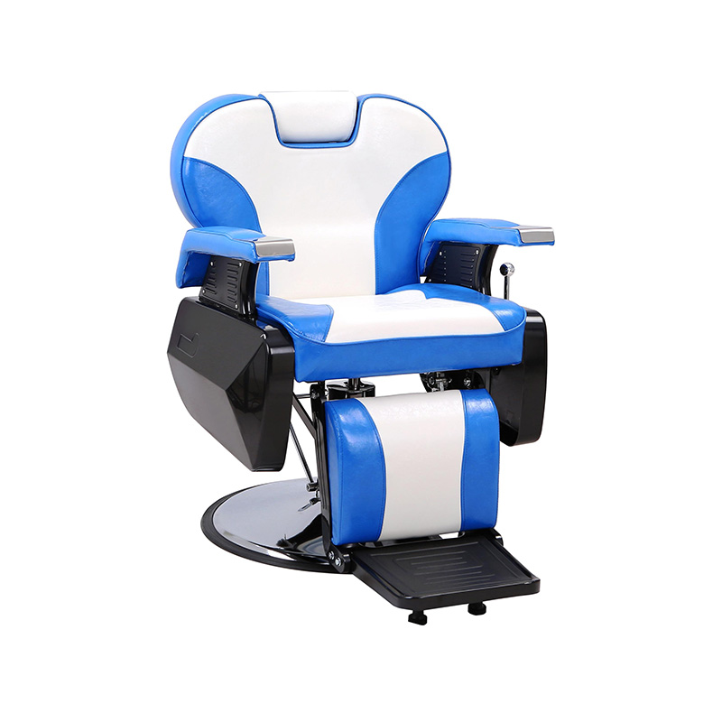 Silla de peluquería hidráulica clásica de alta resistencia en blanco y azul HZ8702BU