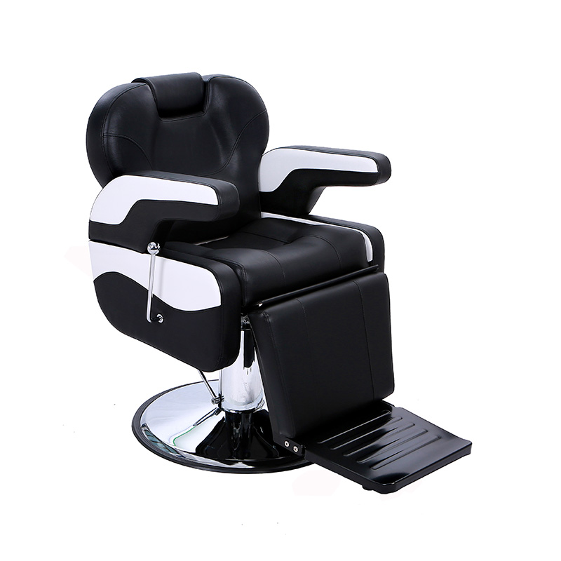 Silla de barbero clásica en blanco y negro HZ8702G