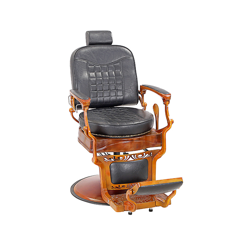 HZ87202 Silla de barbero grande retro con marco de color madera