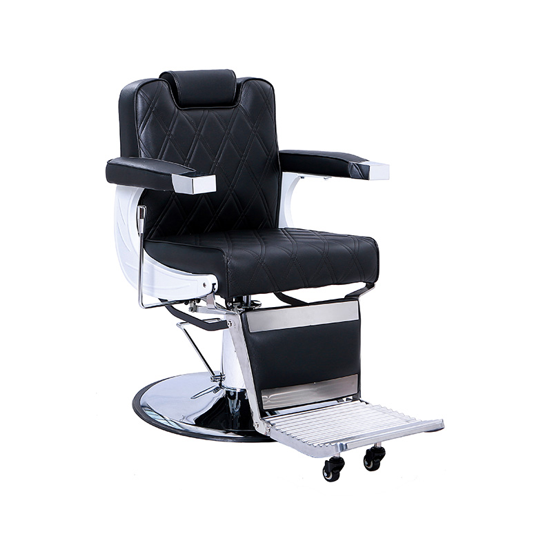 Silla de barbero vintage de metal resistente HZ8752D negra con puntadas negras
