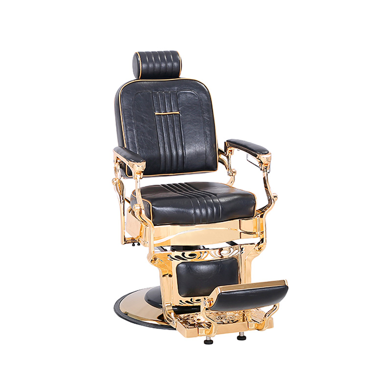 Silla de barbero con respaldo cuadrado resistente vintage bañada en oro HZ8760C