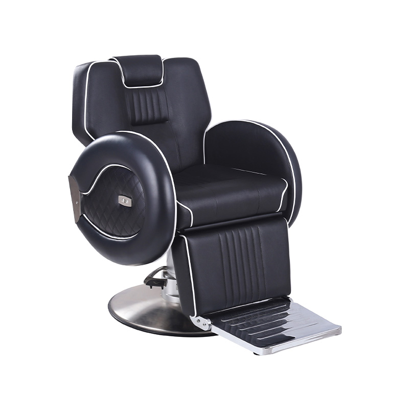 HZ8762 Silla de peluquería de salón resistente con borde negro y tira de borde enrollado blanco